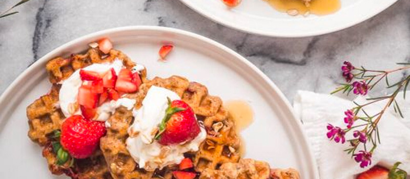 Vegan Strawberry Oat Waffles